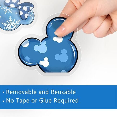 Mfault Winter Cartoon Mouse Blue Window Clings 4 Sheets, Let It Snow Wreath Hot Cocoa Stickers Decals Decorations, Seasonal Snowflake Pine Tree Home Kitchen Decor in Kuwait