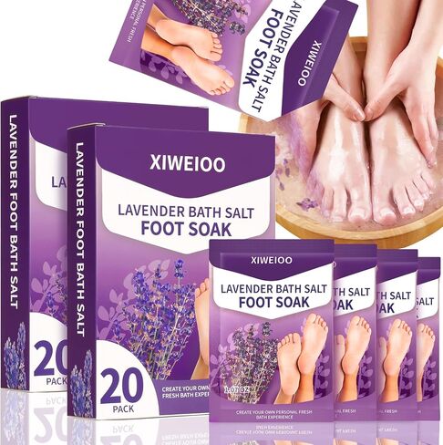 Foot Soak Salts with Epsom Salt for Soaking Lavender Pedicure Foot Bath- 20 Pack Bath sea Salts Foot spa Products kit 21 oz in Kuwait