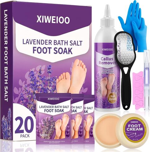 Foot Soak Salts with Epsom Salt for Soaking Lavender Pedicure Foot Bath- 20 Pack Bath sea Salts Foot spa Products kit 21 oz in Kuwait