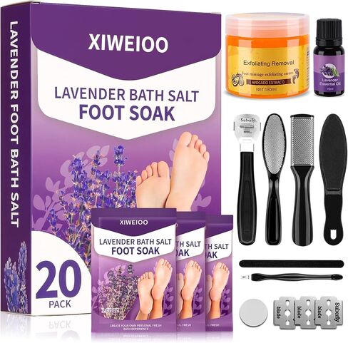 Foot Soak Salts with Epsom Salt for Soaking Lavender Pedicure Foot Bath- 20 Pack Bath sea Salts Foot spa Products kit 21 oz in Kuwait