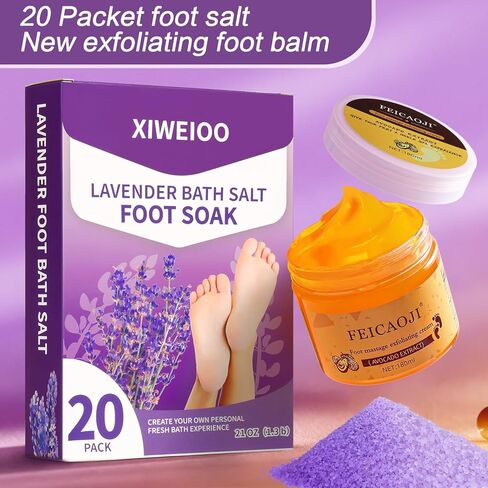 Foot Soak Salts with Epsom Salt for Soaking Lavender Pedicure Foot Bath- 20 Pack Bath sea Salts Foot spa Products kit 21 oz in Kuwait