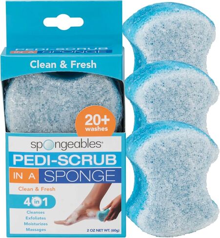 Spongeables Pedi-Scrub Foot Buffer, The Soap is in The Sponge, Contains Peppermint and Tea Tree Oil, Foot Exfoliating Sponge, 20+ Washes, Mint Scent, 2oz Sponge, 1 Count, Green (S157a6-aMZ) in Saudi Arabia