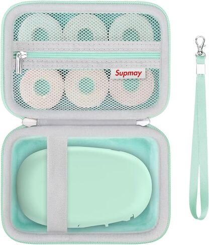Hard Carrying Case for SUPVAN E10 Bluetooth Label Maker Machine, Continuous Waterproof Label, Inkless Labeler Protection Case with Mesh Pocket for Label Maker Tape, USB Charging Cable, Green in Saudi Arabia