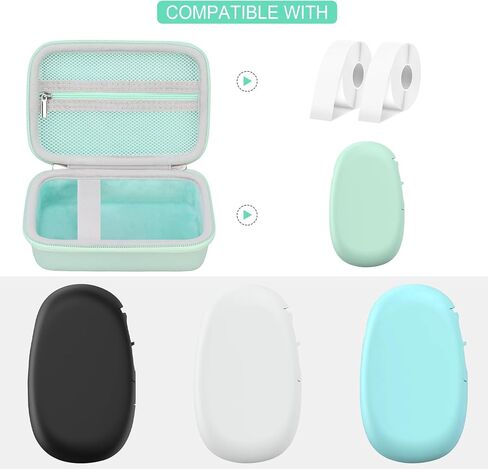 Hard Carrying Case for SUPVAN E10 Bluetooth Label Maker Machine, Continuous Waterproof Label, Inkless Labeler Protection Case with Mesh Pocket for Label Maker Tape, USB Charging Cable, Green in Saudi Arabia