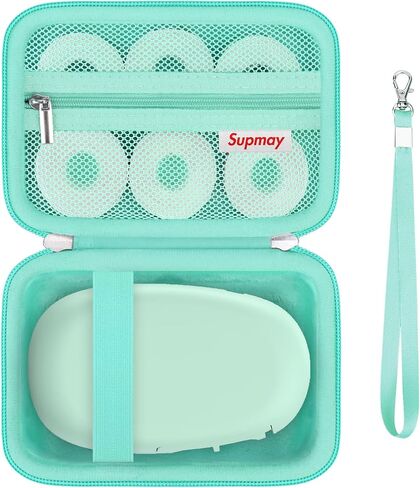 Hard Carrying Case for SUPVAN E10 Bluetooth Label Maker Machine, Continuous Waterproof Label, Inkless Labeler Protection Case with Mesh Pocket for Label Maker Tape, USB Charging Cable, Green in Saudi Arabia
