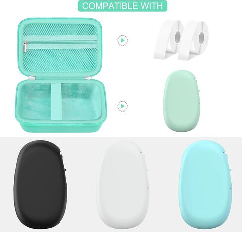 Hard Carrying Case for SUPVAN E10 Bluetooth Label Maker Machine, Continuous Waterproof Label, Inkless Labeler Protection Case with Mesh Pocket for Label Maker Tape, USB Charging Cable, Green in Saudi Arabia