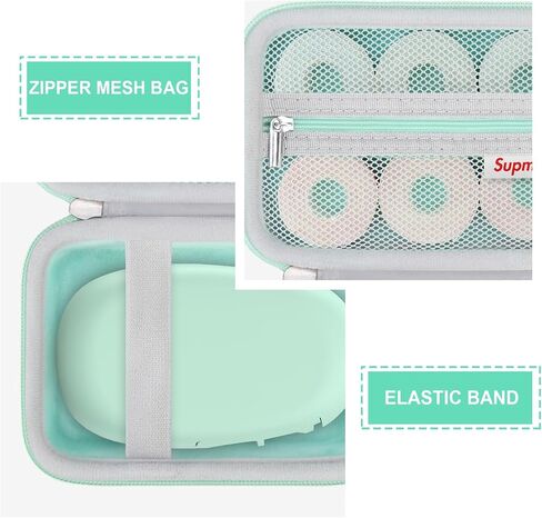 Hard Carrying Case for SUPVAN E10 Bluetooth Label Maker Machine, Continuous Waterproof Label, Inkless Labeler Protection Case with Mesh Pocket for Label Maker Tape, USB Charging Cable, Green in Saudi Arabia