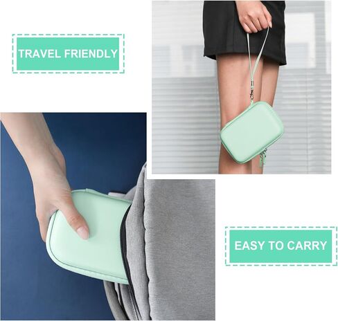 Hard Carrying Case for SUPVAN E10 Bluetooth Label Maker Machine, Continuous Waterproof Label, Inkless Labeler Protection Case with Mesh Pocket for Label Maker Tape, USB Charging Cable, Green in Saudi Arabia