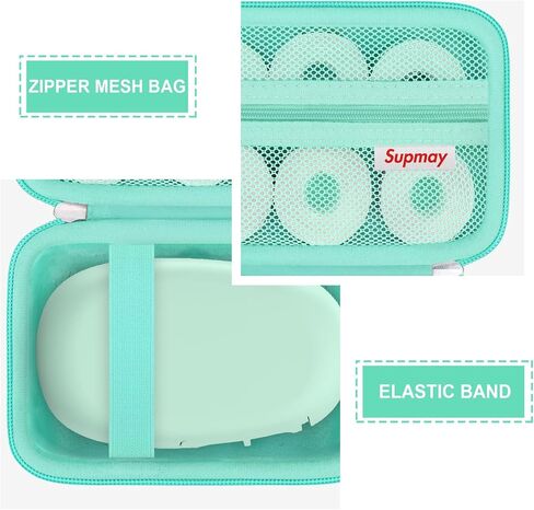 Hard Carrying Case for SUPVAN E10 Bluetooth Label Maker Machine, Continuous Waterproof Label, Inkless Labeler Protection Case with Mesh Pocket for Label Maker Tape, USB Charging Cable, Green in Saudi Arabia