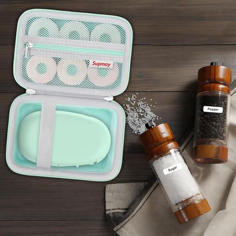 Hard Carrying Case for SUPVAN E10 Bluetooth Label Maker Machine, Continuous Waterproof Label, Inkless Labeler Protection Case with Mesh Pocket for Label Maker Tape, USB Charging Cable, Green in Saudi Arabia