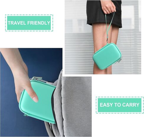 Hard Carrying Case for SUPVAN E10 Bluetooth Label Maker Machine, Continuous Waterproof Label, Inkless Labeler Protection Case with Mesh Pocket for Label Maker Tape, USB Charging Cable, Green in Saudi Arabia