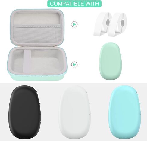 Hard Carrying Case for SUPVAN E10 Bluetooth Label Maker Machine, Continuous Waterproof Label, Inkless Labeler Protection Case with Mesh Pocket for Label Maker Tape, USB Charging Cable, Green in Saudi Arabia