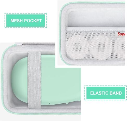Hard Carrying Case for SUPVAN E10 Bluetooth Label Maker Machine, Continuous Waterproof Label, Inkless Labeler Protection Case with Mesh Pocket for Label Maker Tape, USB Charging Cable, Green in Saudi Arabia
