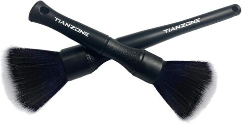 Car Detailing Brush Set, 2PC Ultra Soft Detailing Brush with Comfortable Grip and Soft Brush Head for Cleaning Panels, Air Vent, Leather and More (Black) in Saudi Arabia