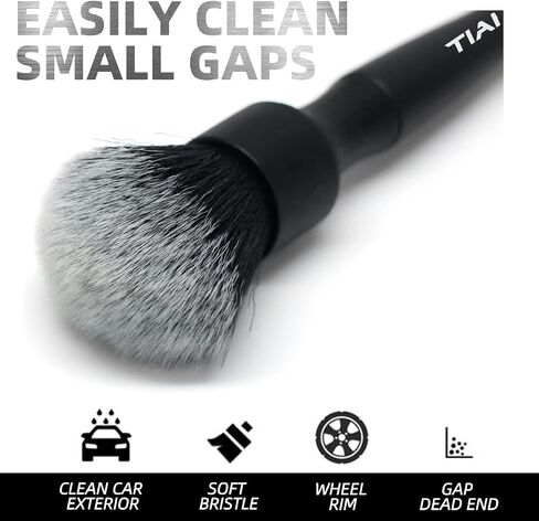 Car Detailing Brush Set, 2PC Ultra Soft Detailing Brush with Comfortable Grip and Soft Brush Head for Cleaning Panels, Air Vent, Leather and More (Black) in Saudi Arabia