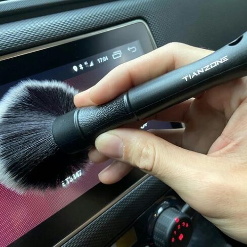 Car Detailing Brush Set, 2PC Ultra Soft Detailing Brush with Comfortable Grip and Soft Brush Head for Cleaning Panels, Air Vent, Leather and More (Black) in Saudi Arabia