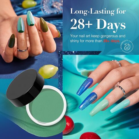 AZUREBEAUTY Dip Powder Nail Set Blue Sage Green Grey Shades, All Seasons 6 Colors Dipping Powder Starter Kit French Nail Art Manicure DIY Salon Gifts for Women, No Need Nail Lamp Cured in Saudi Arabia