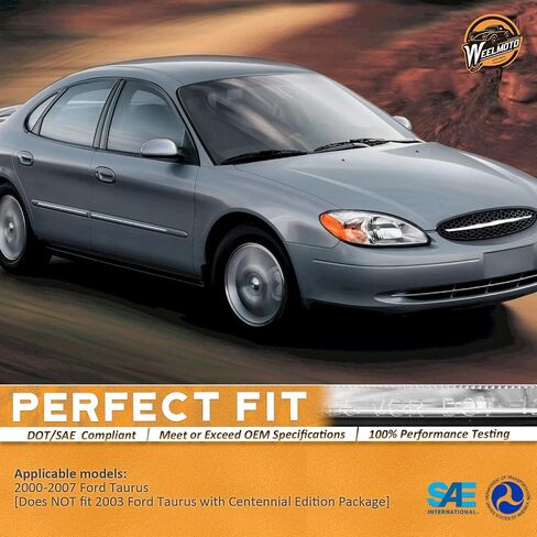 مجموعة المصابيح الأمامية لـ 2000-2007 Ford Taurus، استبدال مجموعة المصابيح الأمامية لـ 2000 2001 2002 2003 2004 2005 2006 2007 Ford Taurus Headlamp Chrome Housing Amber عاكس يسار + الجانب الأيمن in Saudi Arabia