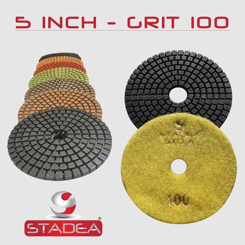 STADEA Grit 200 (2 Pieces) 5" Diamond Polishing Pads for Granite Marble Concrete Stone polishing Wet Grinder in Kuwait