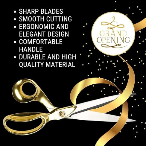 Gold Grand Opening Kit - 11 Inch Scissors for Ribbon Cutting Ceremony and Gold Satin Ribbon for Grand Openings Special Events and Inaugurations in Kuwait