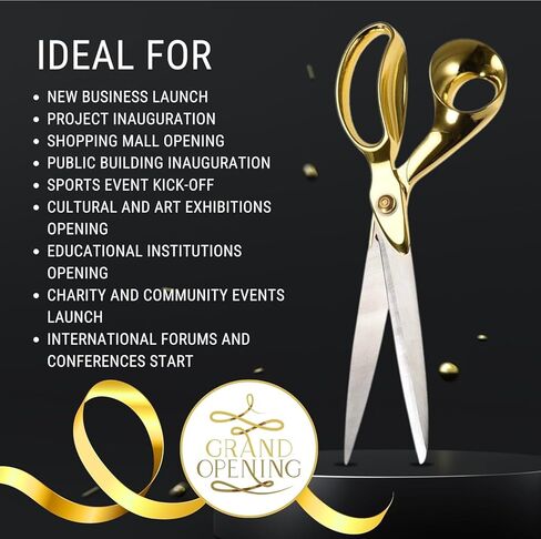 Gold Grand Opening Kit - 11 Inch Scissors for Ribbon Cutting Ceremony and Gold Satin Ribbon for Grand Openings Special Events and Inaugurations in Kuwait