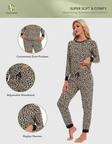 Pajamas Set for Women Long Sleeve Sleepwear Soft Loungewear Sets Jogger Pants Pjs with Pockets S-XXL in Kuwait