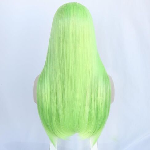 Lime Green Wig with Bangs Long Straight Green Wig for Women Girls Heat Resistant Synthetic Cosplay Party Costume Wig in Saudi Arabia