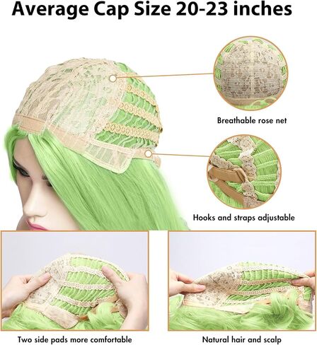 Lime Green Wig with Bangs Long Straight Green Wig for Women Girls Heat Resistant Synthetic Cosplay Party Costume Wig in Saudi Arabia