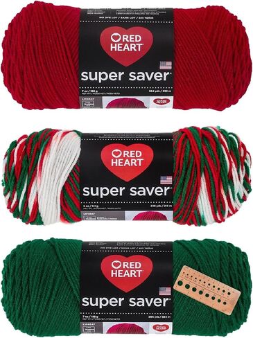 Red Heart - Super Saver Yarn - 3 Balls Assorted Colors (Christmas 1) in Saudi Arabia
