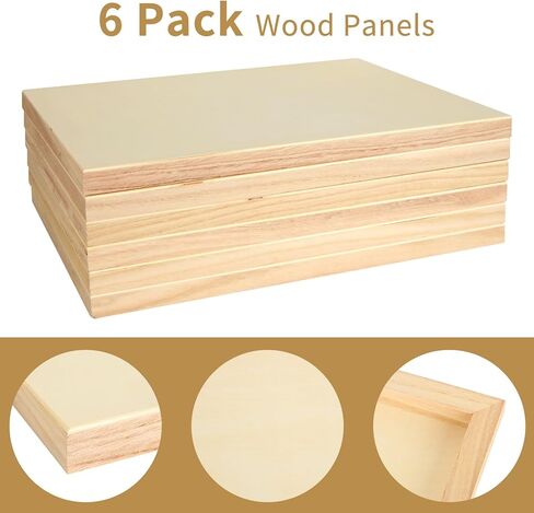 مجموعة من 6 لوحات قماشية من خشب البتولا غير مكتملة مقاس 12 × 16 بوصة، لوحات قماشية خشبية مقاس 3/4 بوصة للرسم وصب الفن والحرف اليدوية والرسم والمزيد in Kuwait