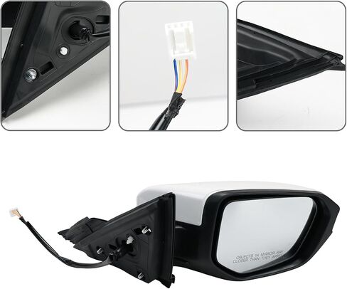 Door Mirror Assembly Right Passenger Side Compatible with Civic 2016-2021 with Power Mirror Ajust Manual Fold Non-Heated Match to White Replace 76208TBAC03ZA; HO1321283(3 Pins) in Saudi Arabia