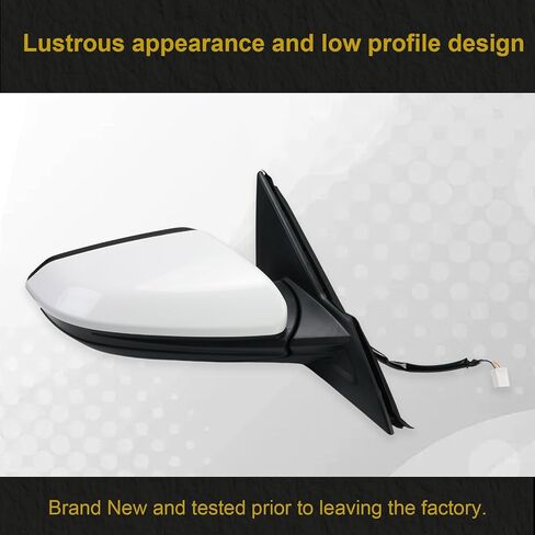 Door Mirror Assembly Right Passenger Side Compatible with Civic 2016-2021 with Power Mirror Ajust Manual Fold Non-Heated Match to White Replace 76208TBAC03ZA; HO1321283(3 Pins) in Saudi Arabia