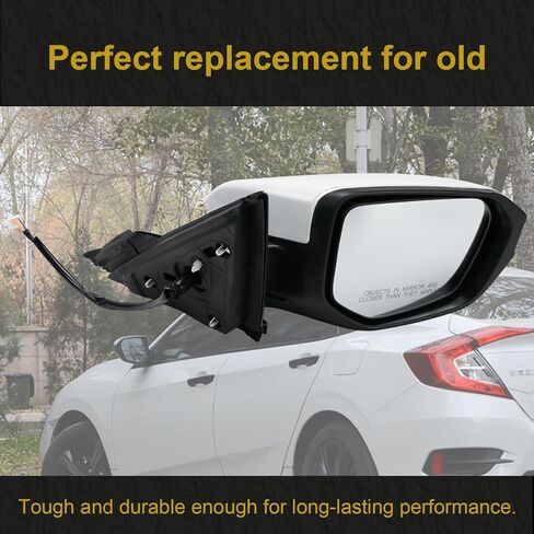 Door Mirror Assembly Right Passenger Side Compatible with Civic 2016-2021 with Power Mirror Ajust Manual Fold Non-Heated Match to White Replace 76208TBAC03ZA; HO1321283(3 Pins) in Saudi Arabia