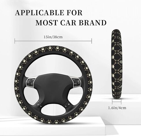 Skulls and Bones Steering Wheel Cover Anti-Slip Car Accessories Absorbing Sweat Breathable Steering Wheel Protector for Men Women Girls Universal 15 Inch Car Interior Decor in Saudi Arabia