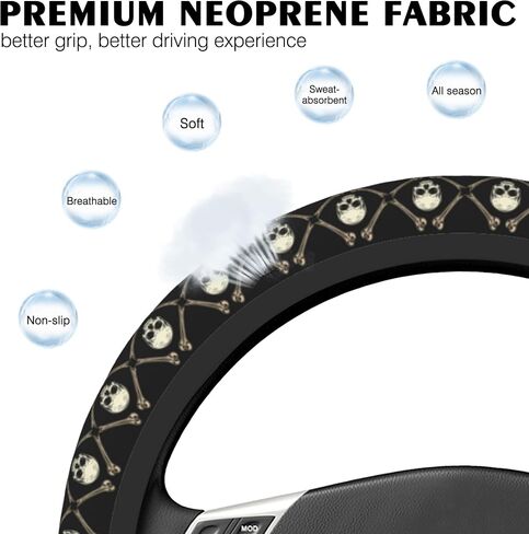 Skulls and Bones Steering Wheel Cover Anti-Slip Car Accessories Absorbing Sweat Breathable Steering Wheel Protector for Men Women Girls Universal 15 Inch Car Interior Decor in Saudi Arabia