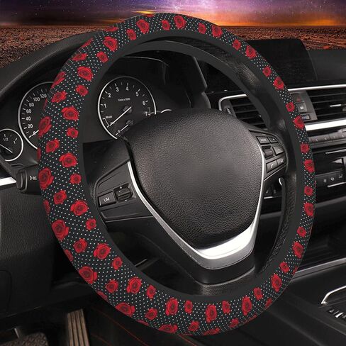 Skulls and Bones Steering Wheel Cover Anti-Slip Car Accessories Absorbing Sweat Breathable Steering Wheel Protector for Men Women Girls Universal 15 Inch Car Interior Decor in Saudi Arabia
