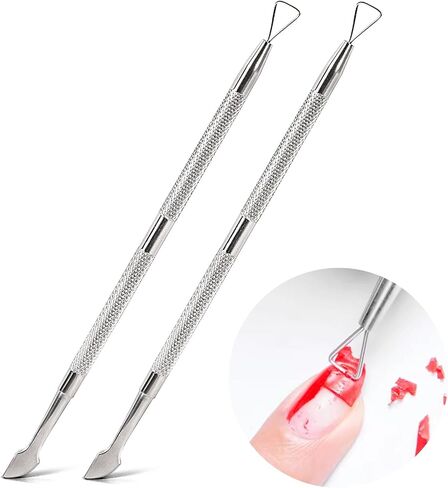 Nail Cuticle Pusher - 2 Pack Stainless Triangle Gel Nail Polish Remover Cuticle Peeler Scraper Remover Tool for Fingernails and Toenails in Saudi Arabia
