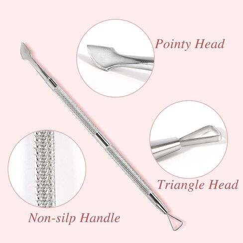 Nail Cuticle Pusher - 2 Pack Stainless Triangle Gel Nail Polish Remover Cuticle Peeler Scraper Remover Tool for Fingernails and Toenails in Saudi Arabia