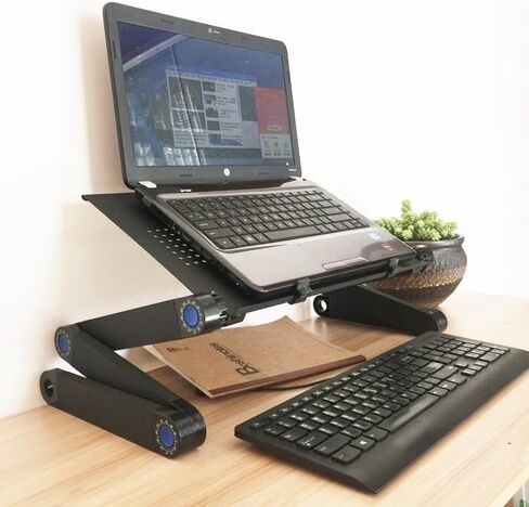 Adjustable Lap Desk Laptop Computer Portable Multifunctional Ergonomic Vented Table Stand Desk Mount Holder (480 * 260mm with Mouse Pad, Black) in Saudi Arabia