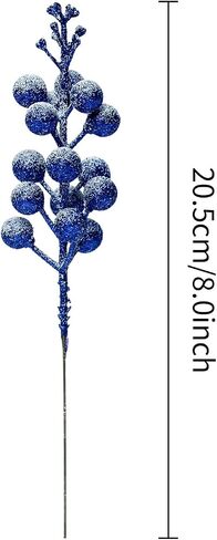Pack of 16 Christmas Glitter Berries Stems, 8 Inch Artificial Snowy Berry Picks Sparkle Holly Berry Branches for DIY Crafts Wreath Making Christmas Tree Decor Winter Holiday Home Decor (Royal blue) in Saudi Arabia