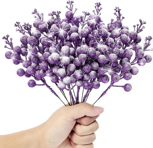 Pack of 16 Christmas Glitter Berries Stems, 8 Inch Artificial Snowy Berry Picks Sparkle Holly Berry Branches for DIY Crafts Wreath Making Christmas Tree Decor Winter Holiday Home Decor (Royal blue) in Saudi Arabia