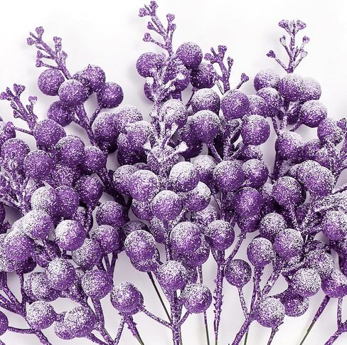 Pack of 16 Christmas Glitter Berries Stems, 8 Inch Artificial Snowy Berry Picks Sparkle Holly Berry Branches for DIY Crafts Wreath Making Christmas Tree Decor Winter Holiday Home Decor (Royal blue) in Saudi Arabia