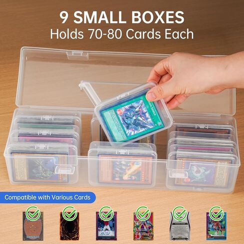NiHome Transparent Trading Card Storage Case with Small Boxes for MTG, Sports, Playing Cards, Durable PP Plastic, Water & Dust Resistant, Easy-Carry Handle for Collectors & Gamers (2 Cases, 18 Boxes) in Saudi Arabia