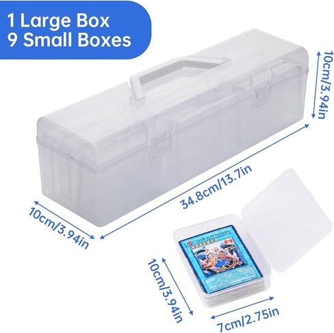 NiHome Transparent Trading Card Storage Case with Small Boxes for MTG, Sports, Playing Cards, Durable PP Plastic, Water & Dust Resistant, Easy-Carry Handle for Collectors & Gamers (2 Cases, 18 Boxes) in Saudi Arabia