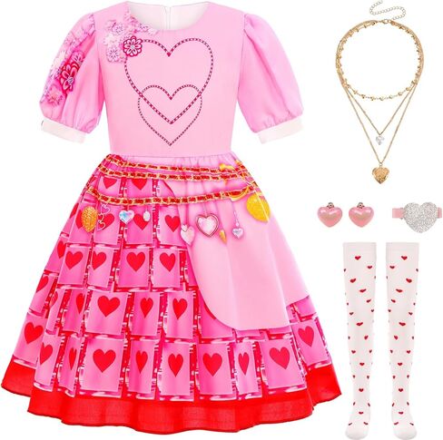 IBQ 5 قطع زي الهالوين للفتيات للأطفال على شكل قلوب وردية فستان الأميرة التنكري لفيلم عيد الميلاد وإكسسوارات الزي in Kuwait