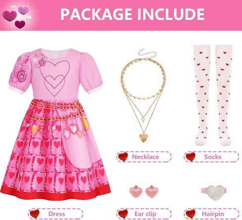 IBQ 5 قطع زي الهالوين للفتيات للأطفال على شكل قلوب وردية فستان الأميرة التنكري لفيلم عيد الميلاد وإكسسوارات الزي in Kuwait