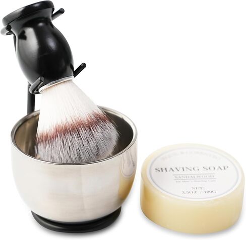 Shaving Brush Set for Men, 3pcs Shaving Set Includes Shaving Brush Shaving Bowl and Razor Stand in Kuwait
