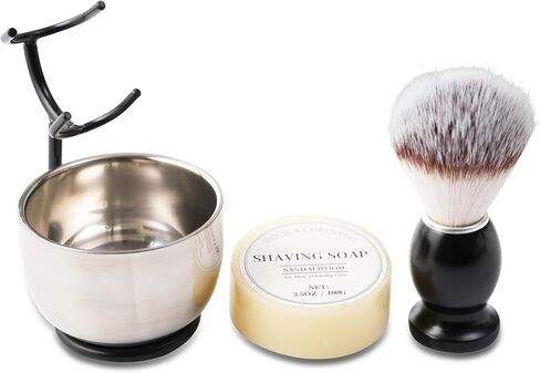 Shaving Brush Set for Men, 3pcs Shaving Set Includes Shaving Brush Shaving Bowl and Razor Stand in Kuwait