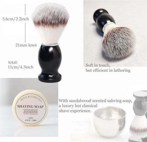 Shaving Brush Set for Men, 3pcs Shaving Set Includes Shaving Brush Shaving Bowl and Razor Stand in Kuwait