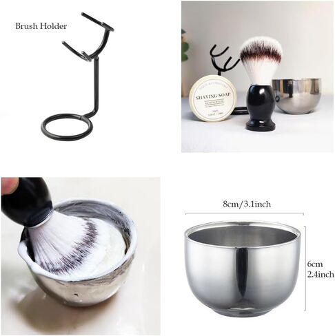 Shaving Brush Set for Men, 3pcs Shaving Set Includes Shaving Brush Shaving Bowl and Razor Stand in Kuwait